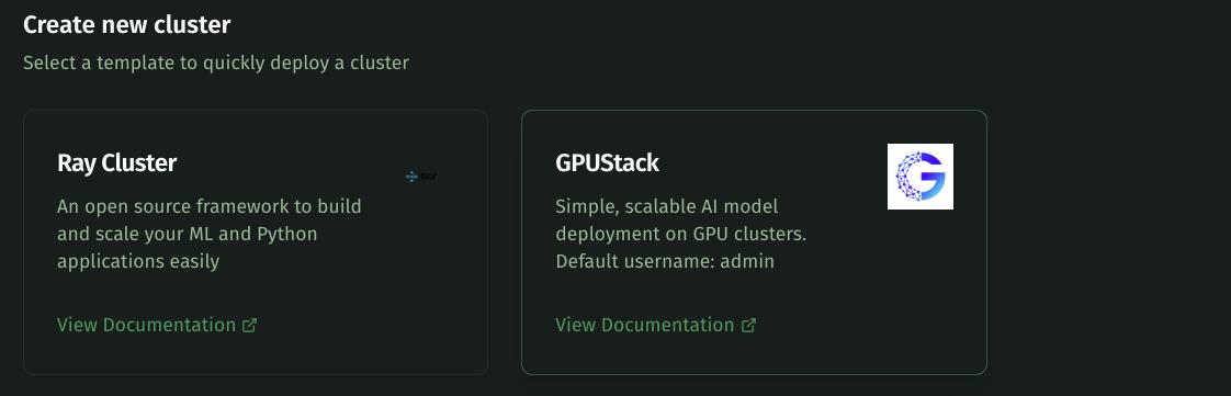 Create gpustack cluster