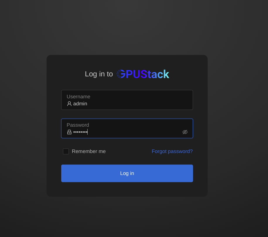 GPUStack login